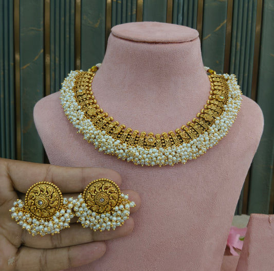 Gold Polki Necklace Jewellery Zarina Set