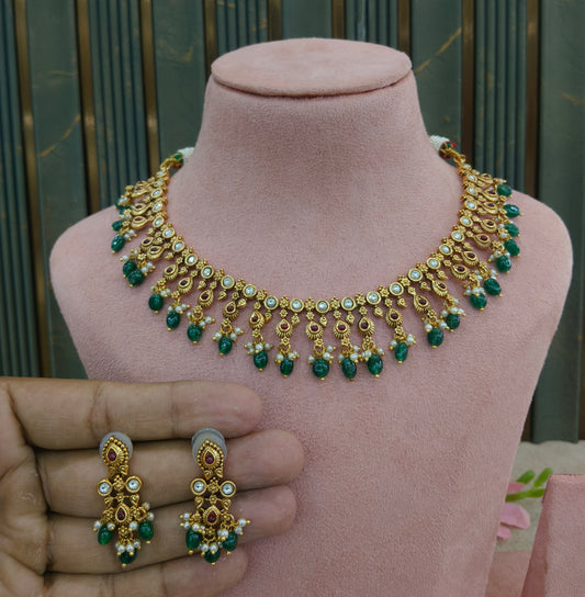 Gold Polki Necklace Jewellery Zarina Set