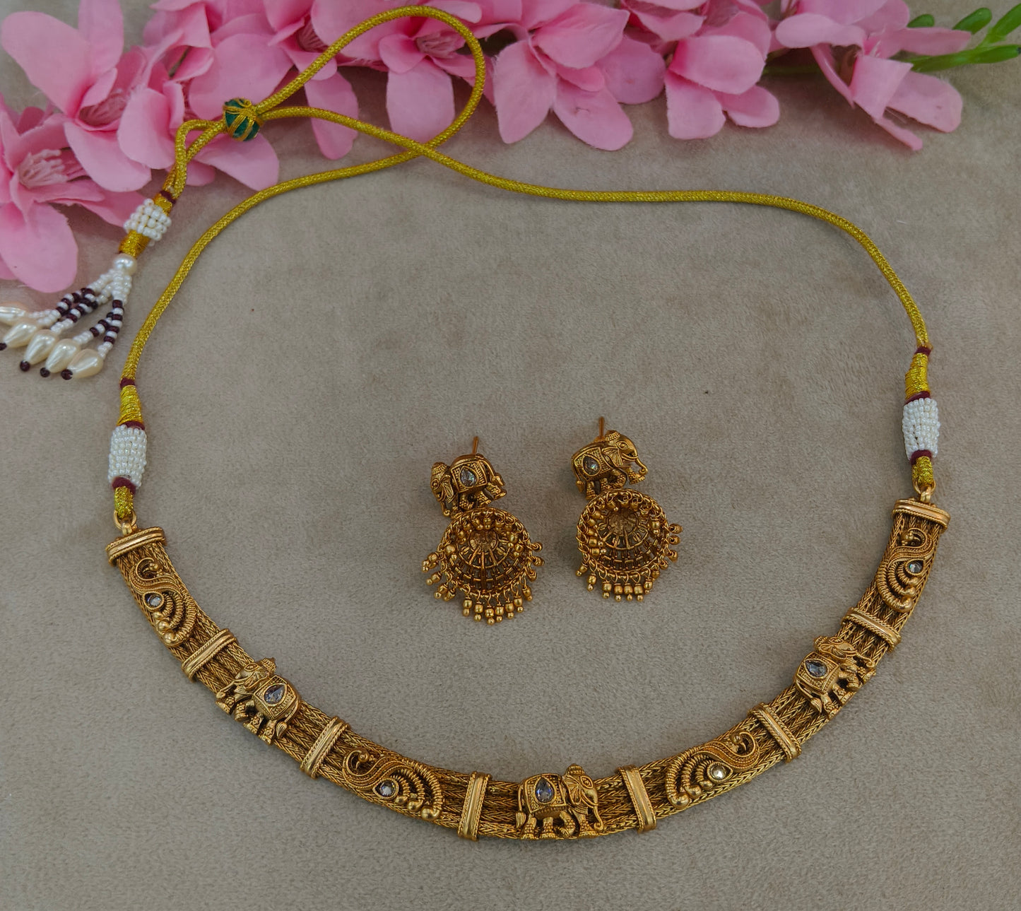 Gold Polki Necklace Jewellery Zarina Set