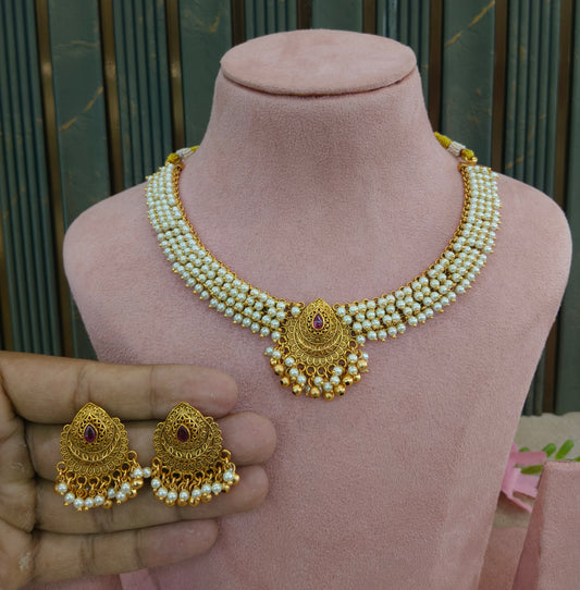 Gold Polki Necklace Jewellery Zarina Set