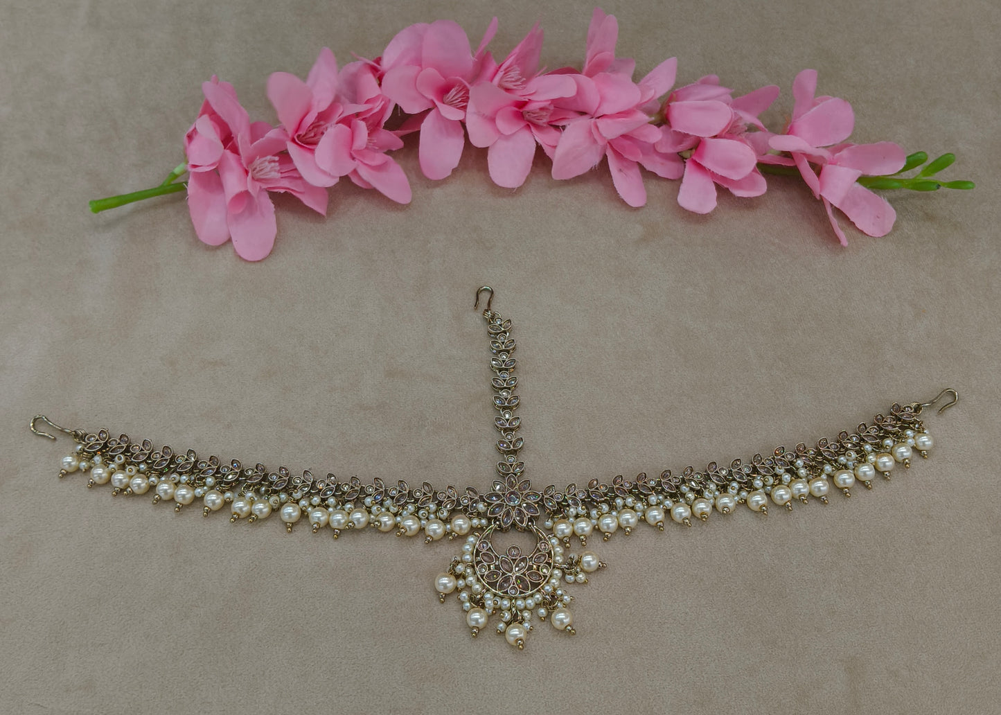 Antique Gold Indian Sheesh Phool Headpiece Matha Patti