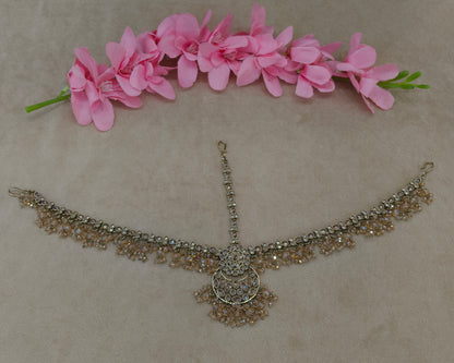 Antique Crystal Indian Sheesh Phool Headpiece Matha Patti