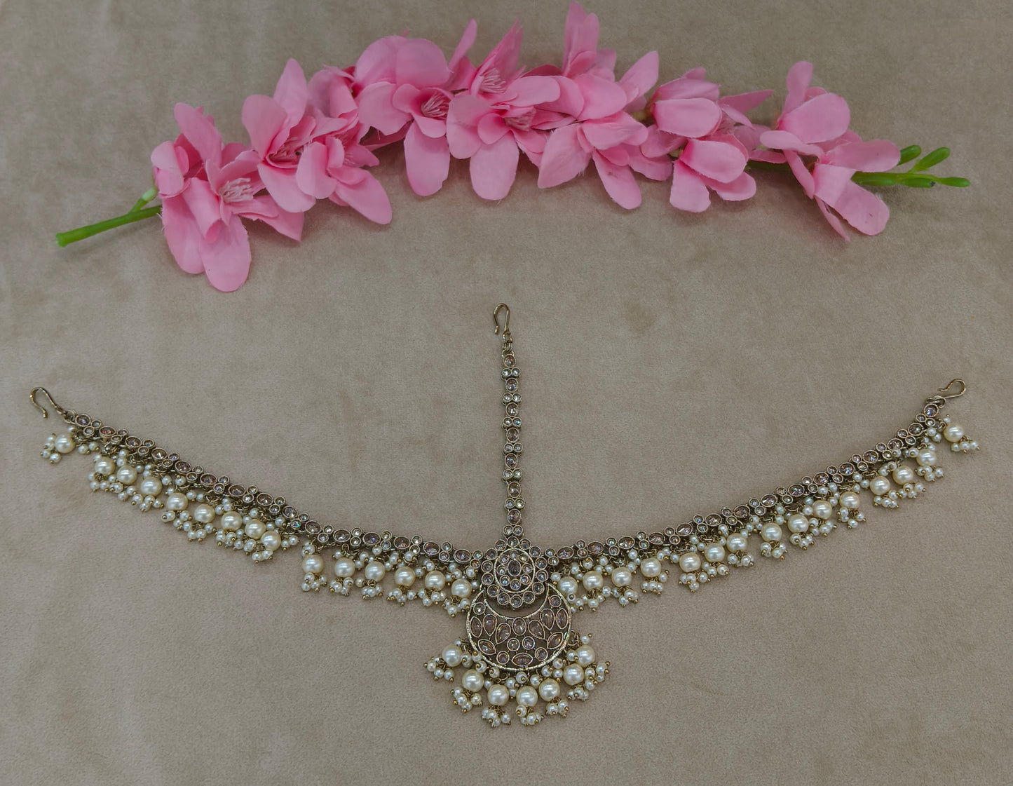 Antique Gold Indian Sheesh Phool Headpiece Matha Patti