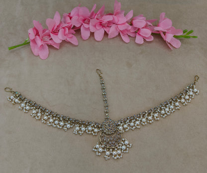Antique White Indian Sheesh Phool Headpiece Matha Patti