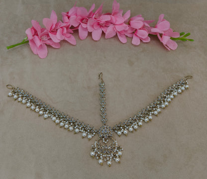 Antique White Indian Sheesh Phool Headpiece Matha Patti