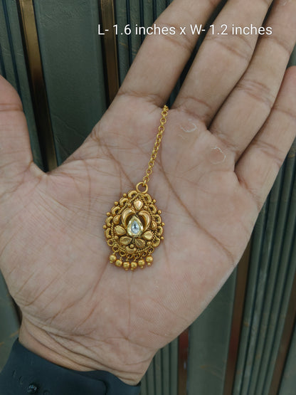 Gold polki Tikka Jewellery Indian Headpiece Jewellery