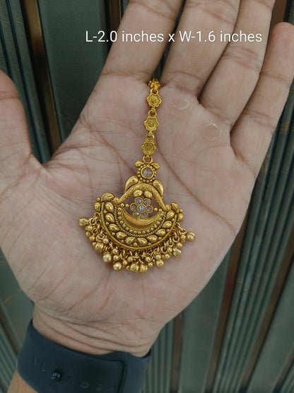 Gold polki Tikka Jewellery Indian Headpiece Jewellery