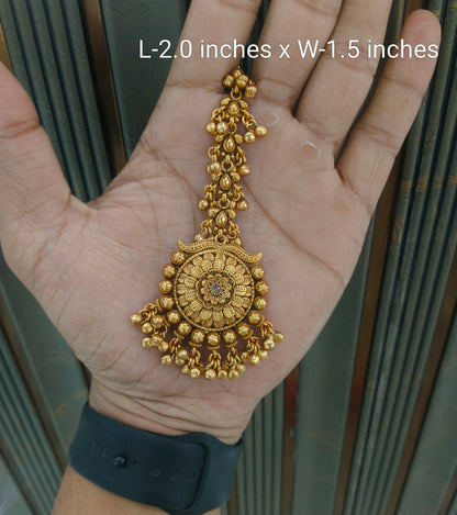Gold polki Tikka Jewellery Indian Headpiece Jewellery
