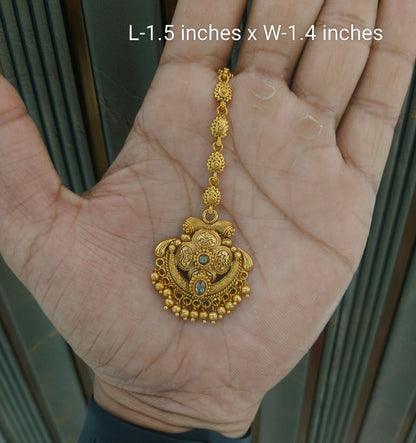 Gold polki Tikka Jewellery Indian Headpiece Jewellery