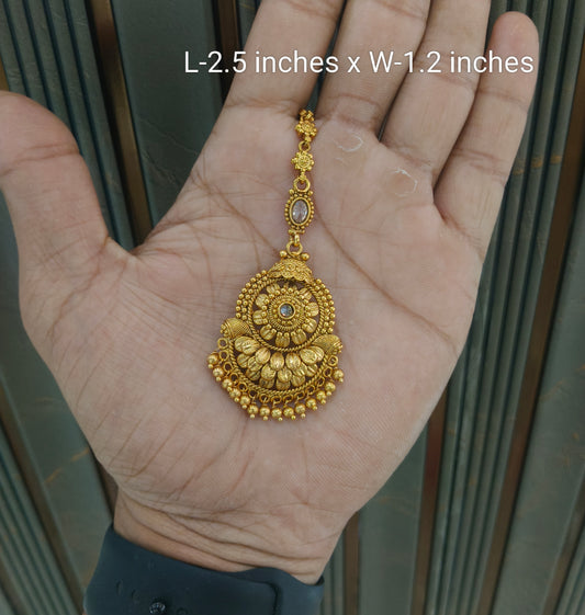 Gold polki Tikka Jewellery Indian Headpiece Jewellery