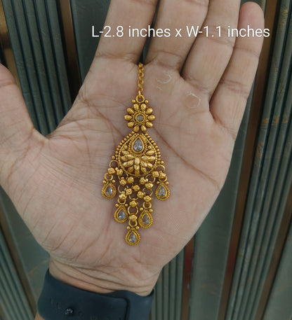Gold polki Tikka Jewellery Indian Headpiece Jewellery