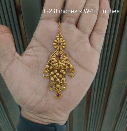 Gold polki Tikka Jewellery Indian Headpiece Jewellery