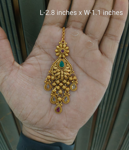 Gold polki Tikka Jewellery Indian Headpiece Jewellery