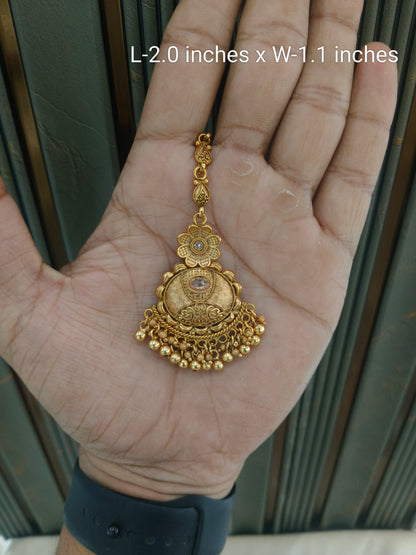Gold polki Tikka Jewellery Indian Headpiece Jewellery
