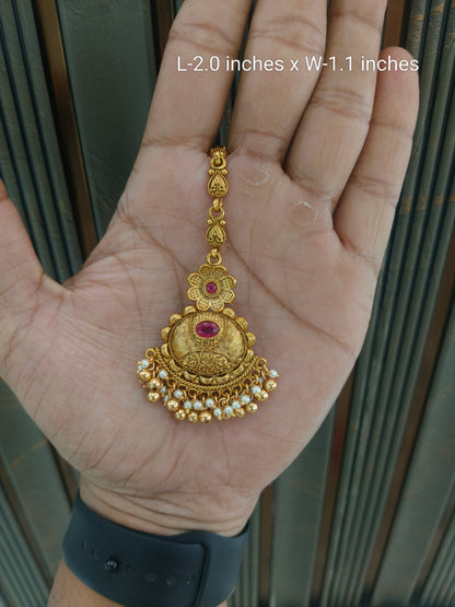 Gold polki Tikka Jewellery Indian Headpiece Jewellery