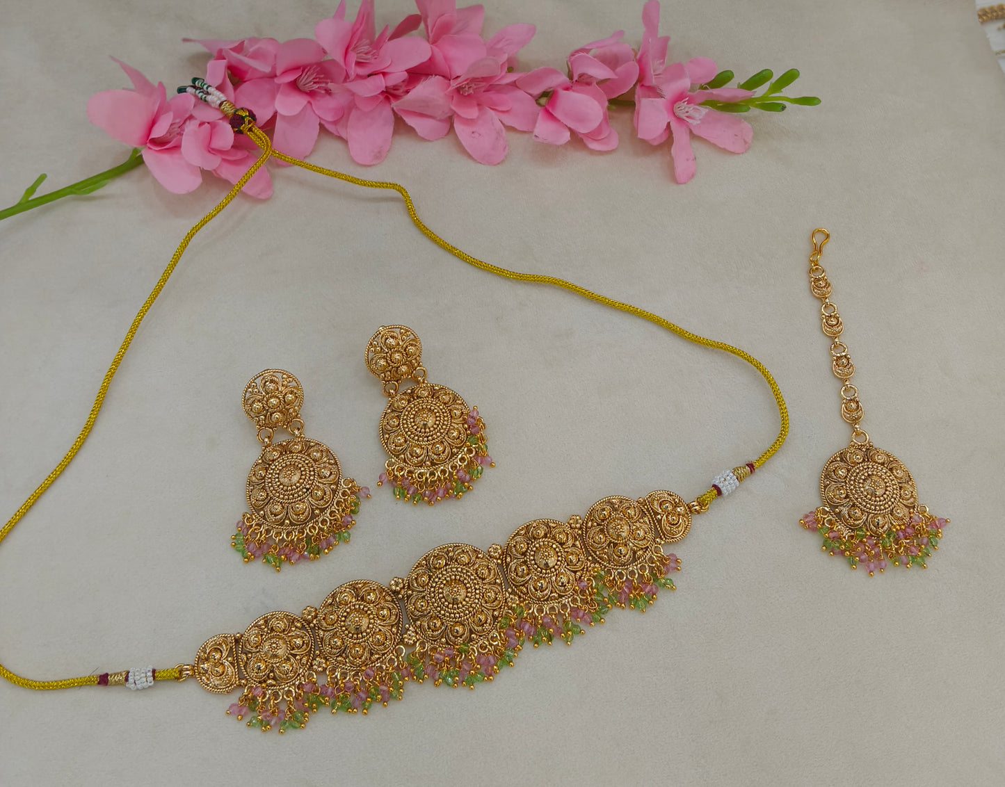 Gold Polki Necklace Jewellery Sonia Set