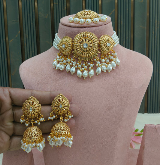 Gold Polki Necklace Jewellery Sonia Set