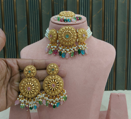 Gold Polki Necklace Jewellery Sonia Set