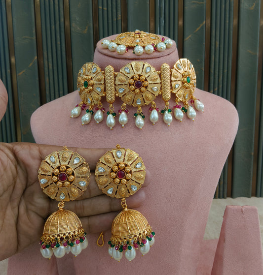 Gold Polki Necklace Jewellery Sonia Set