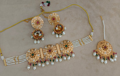 Gold Polki Necklace Jewellery Sonia Set