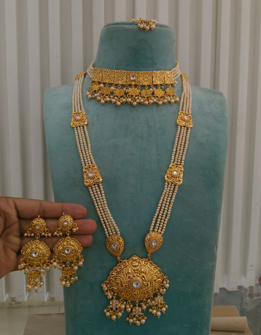 Gold Polki Ranihaar Jewellery Sonia Set