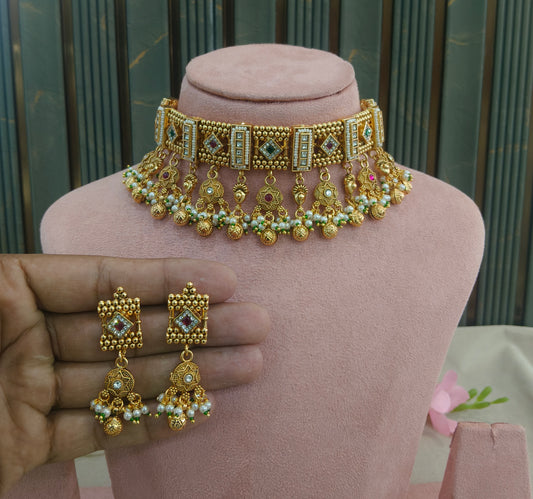 Gold Polki Necklace Jewellery Sonia Set