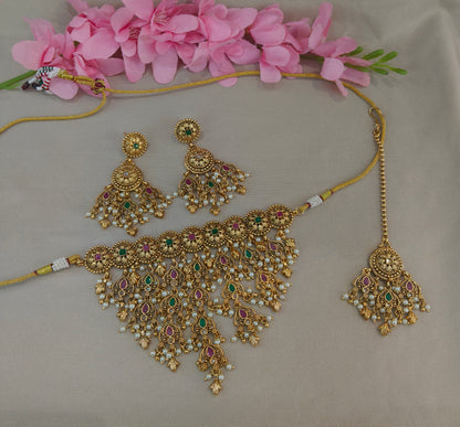 Gold Polki Necklace Jewellery Sonia Set