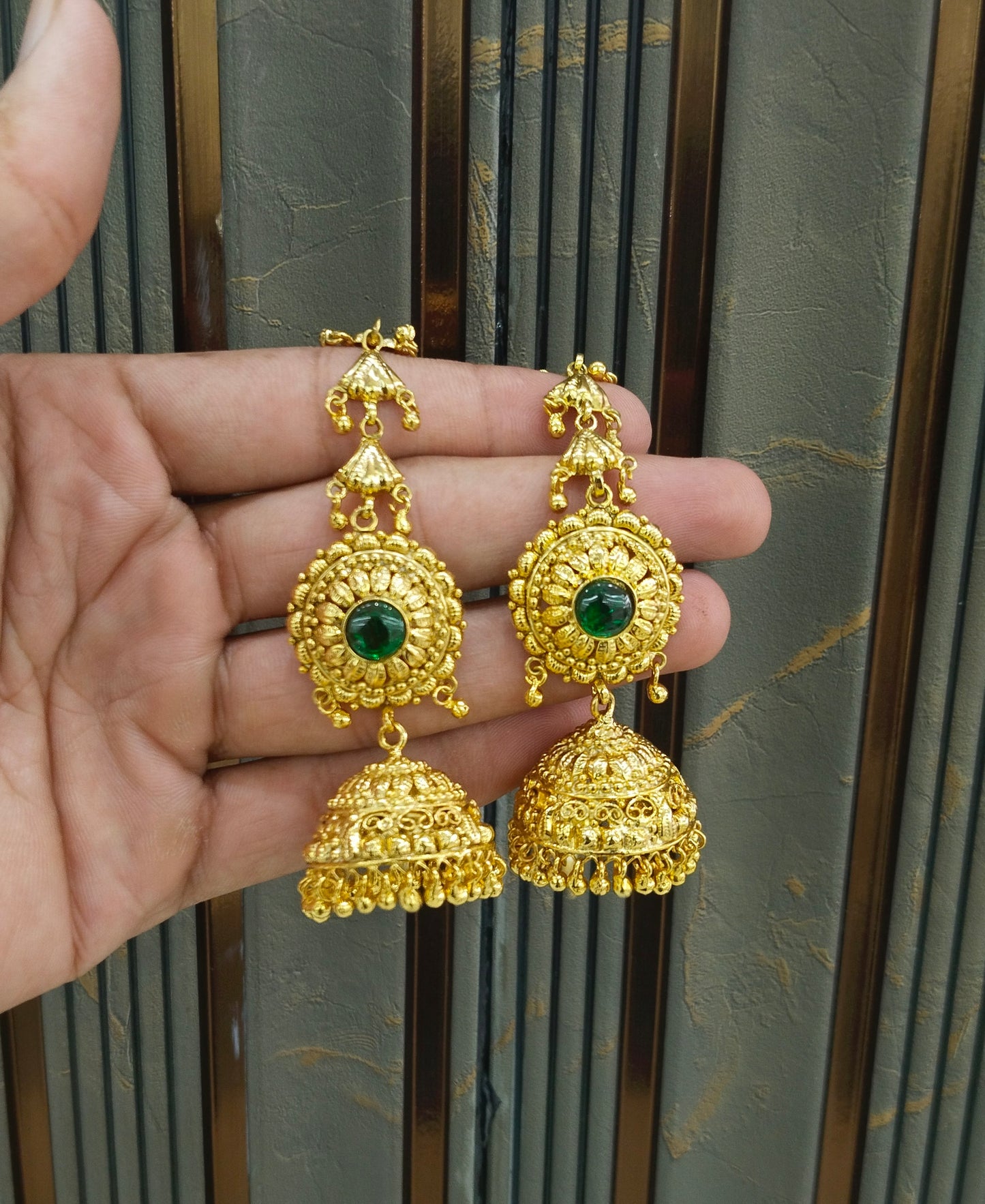 Gold Polki Punjabi Style Jhumki Dilveer Earrings