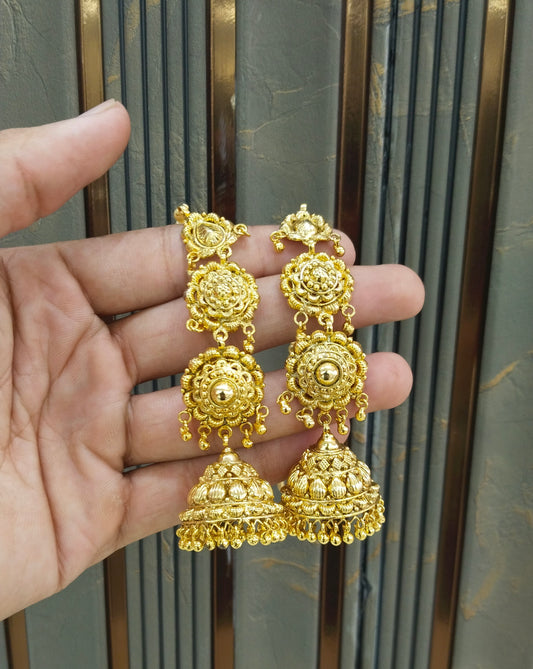Gold Polki Punjabi Style Jhumki Dilveer Earrings