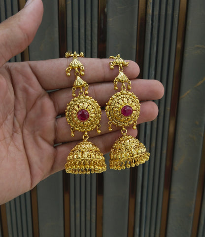 Gold Polki Punjabi Style Jhumki Dilveer Earrings