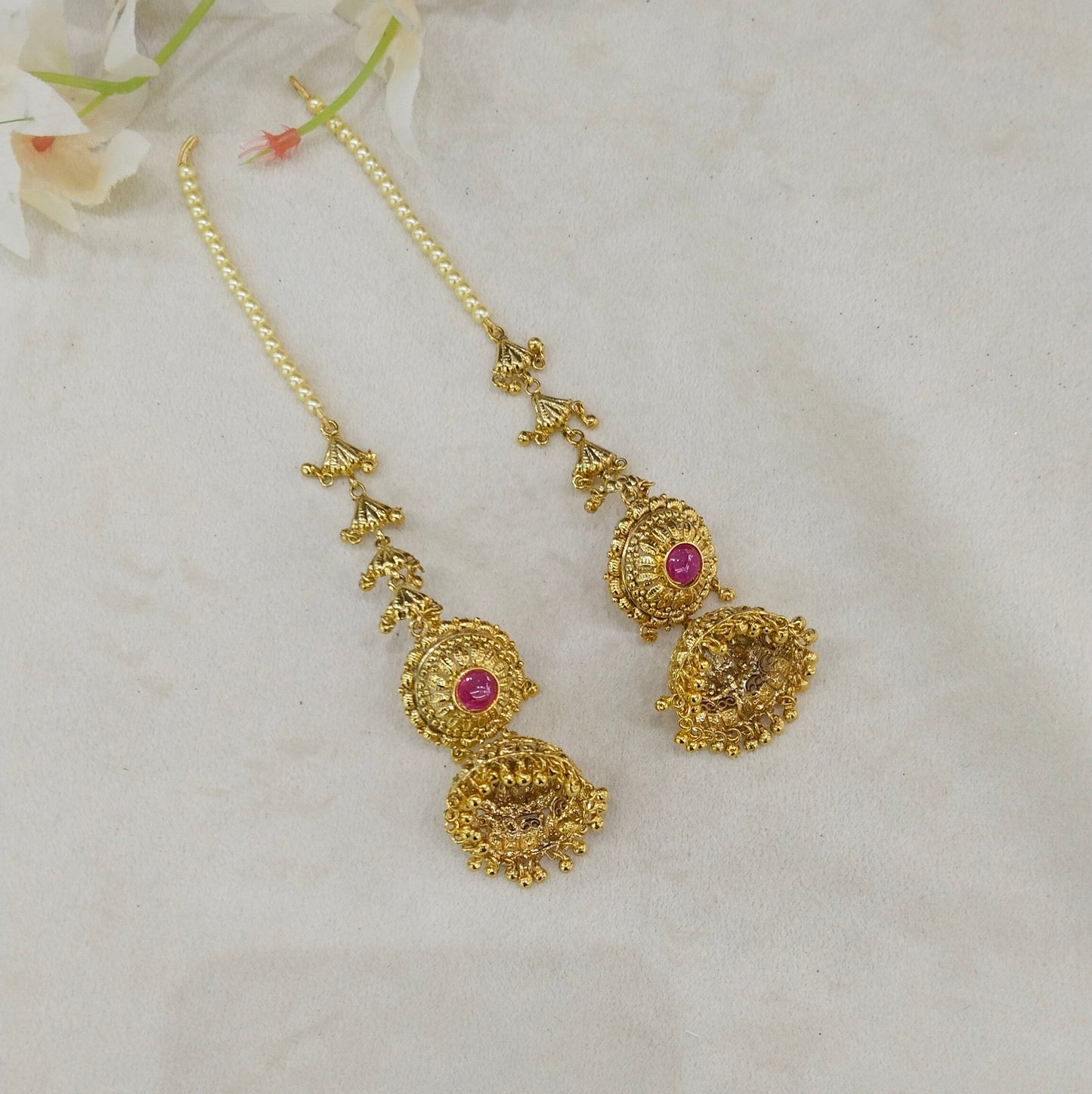 Gold Polki Punjabi Style Jhumki Dilveer Earrings