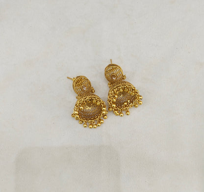 Gold Polki Jhumki Indian Dilnoor Bollywood Earrings