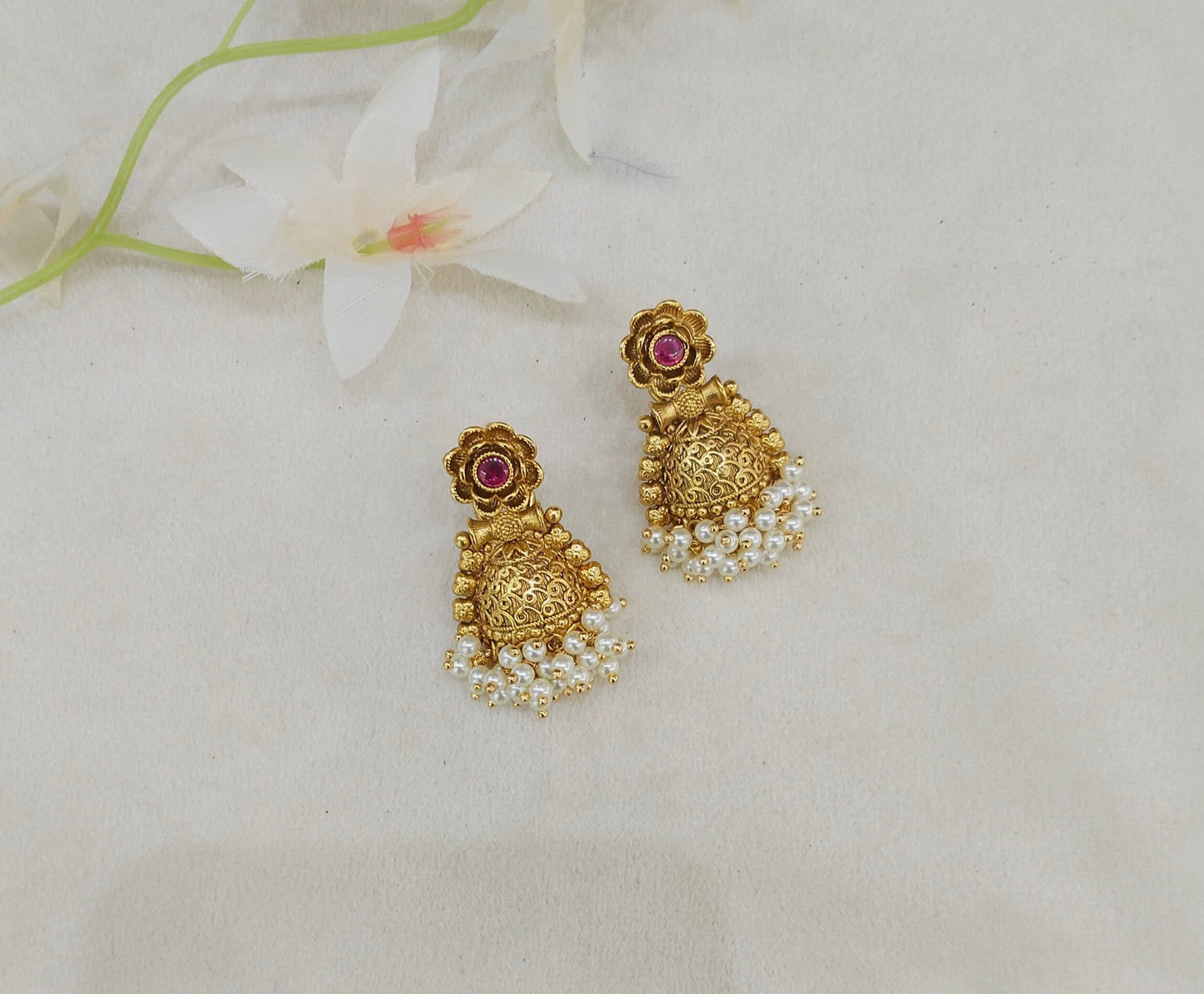 Gold Polki Indian Navneet Bollywood Earrings