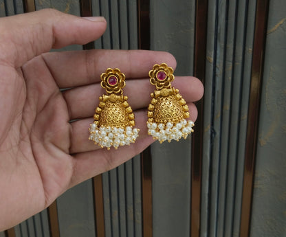 Gold Polki Indian Navneet Bollywood Earrings