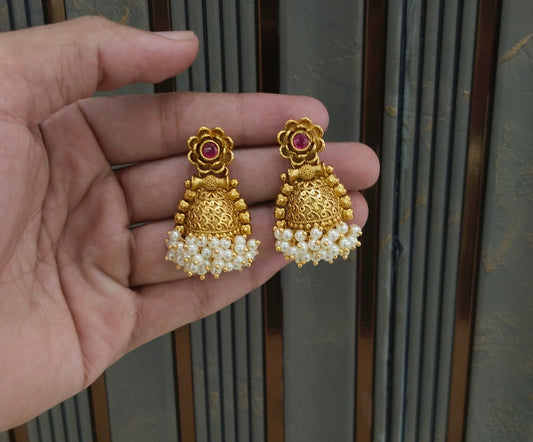 Gold Polki Indian Navneet Bollywood Earrings