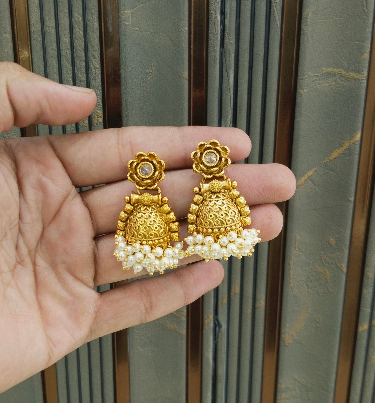 Gold Polki Indian Navneet Bollywood Earrings