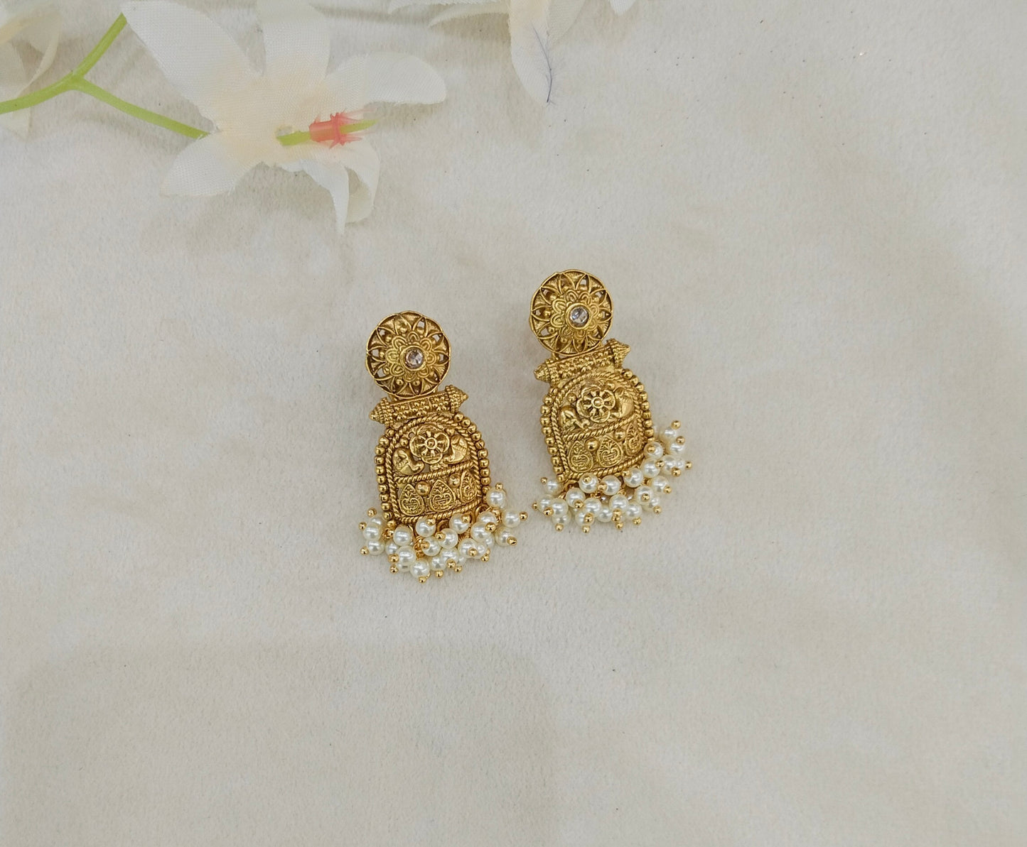 Gold Polki Indian Navneet Bollywood Earrings