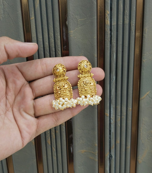 Gold Polki Indian Navneet Bollywood Earrings