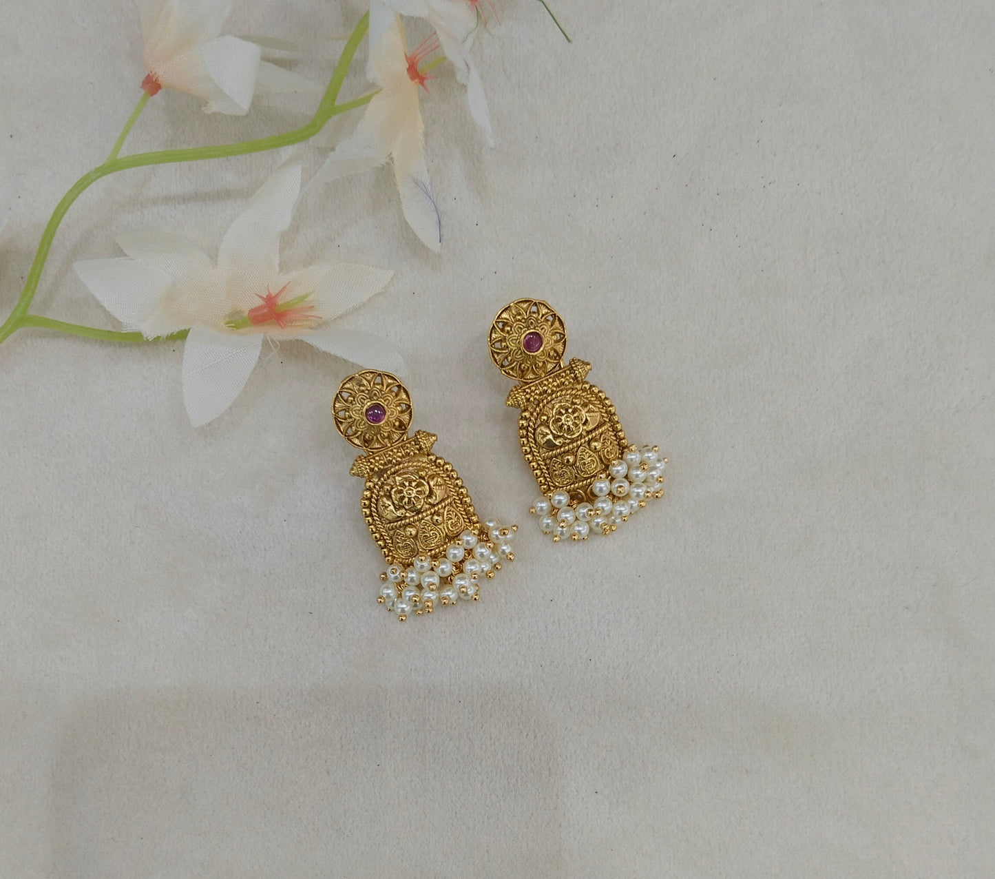 Gold Polki Indian Navneet Bollywood Earrings