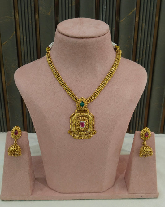 Gold Polki Ruby Green Necklace Jewellery Ranu Set