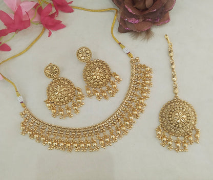 Gold Polki Punjabi Indian Nacklace Birpal set