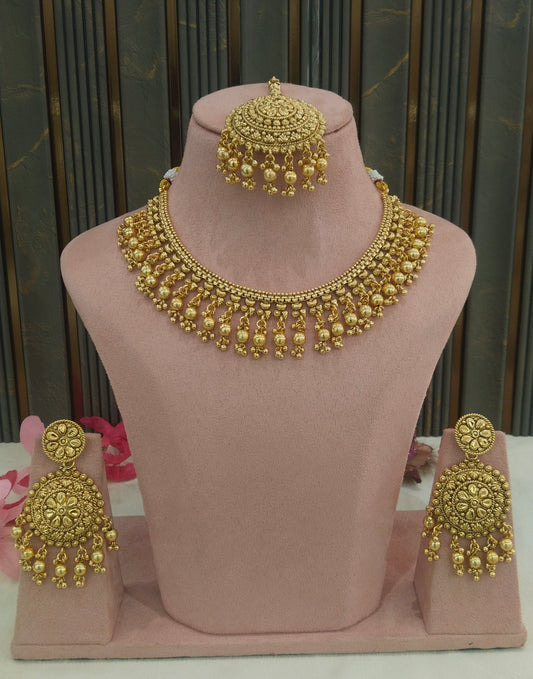 Gold Polki Punjabi Indian Nacklace Birpal set