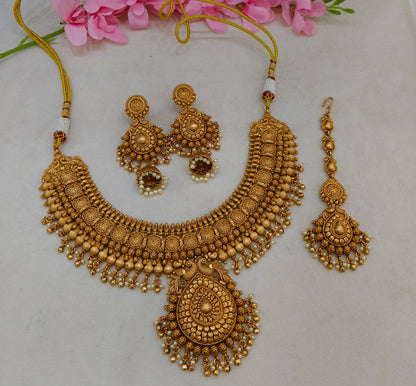 Gold Polki Indian Bridal Necklace Kang Set