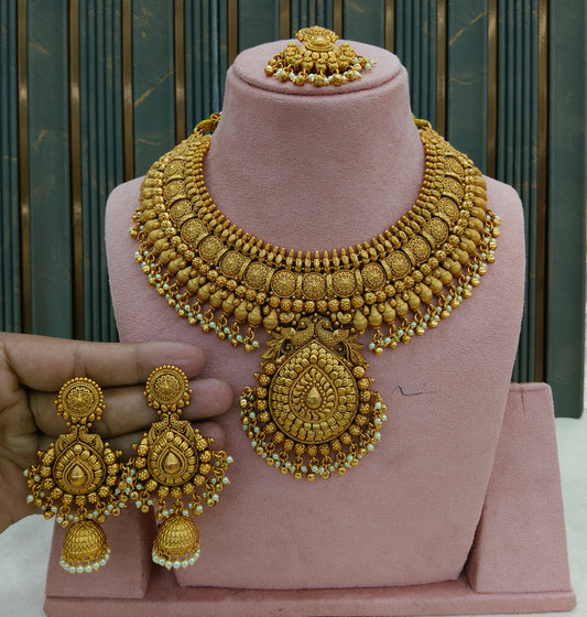 Gold Polki Indian Bridal Necklace Kang Set