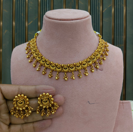 Gold Polki Necklace Jewellery Daiky Set