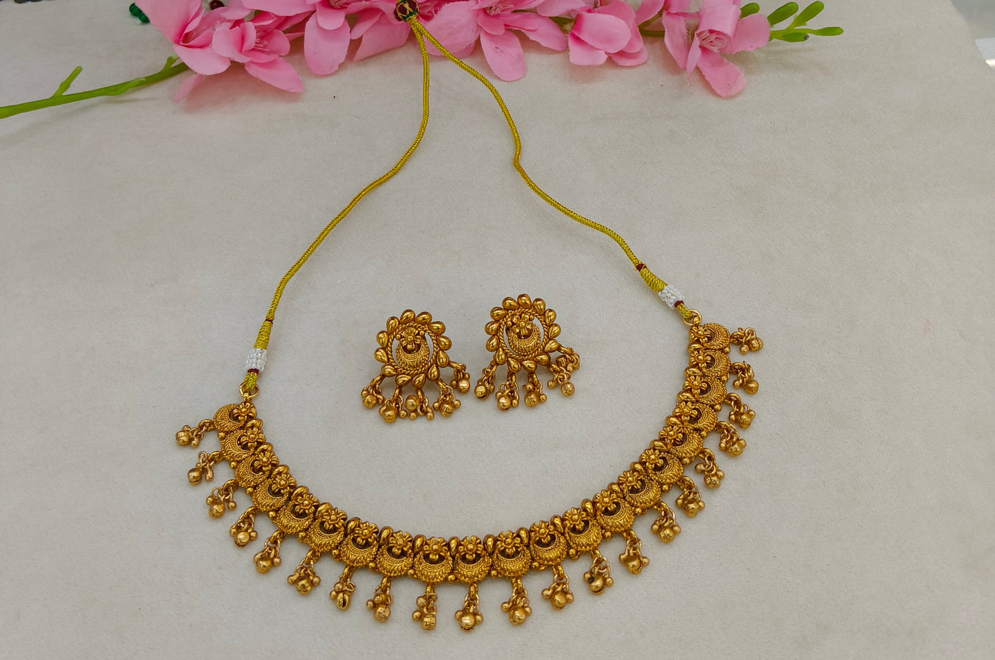 Gold Polki Necklace Jewellery Daiky Set