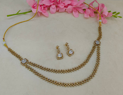 Antique Gold CZ Necklace Indian Jewellery Minori Set