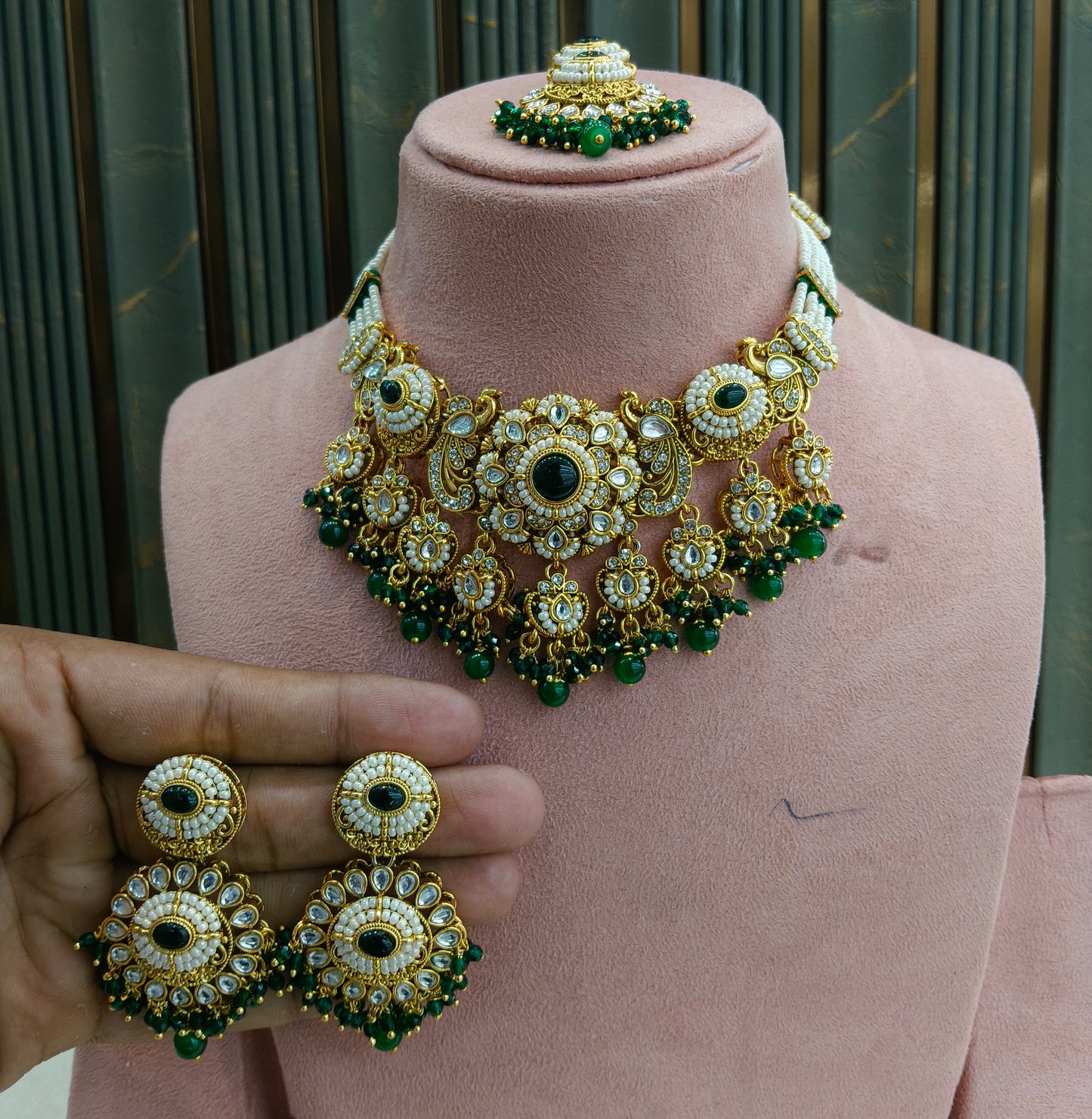 Green Kundan Choker Indian jewellery Priyanka sets