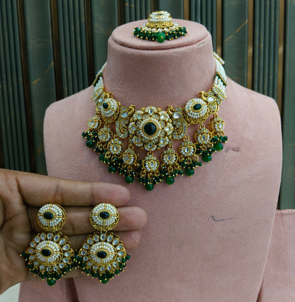 Green Kundan Choker Indian jewellery Priyanka sets