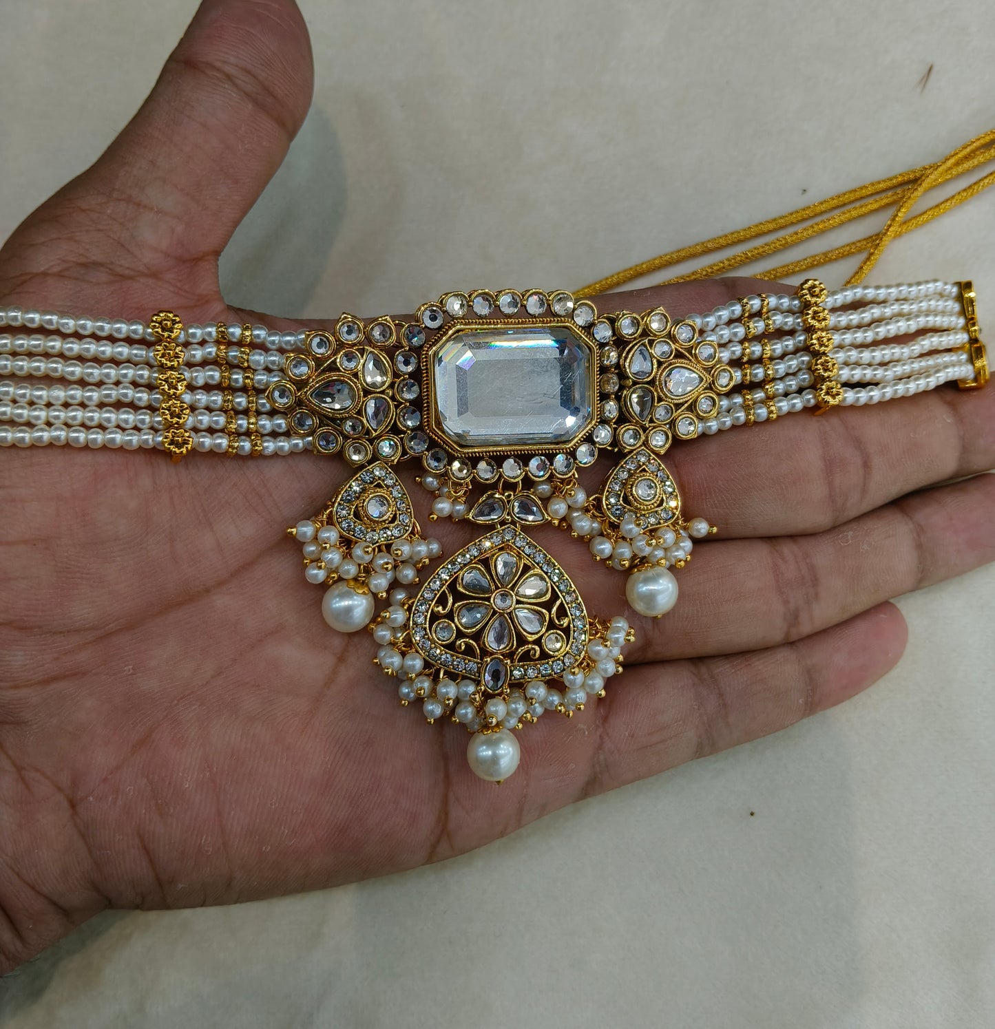 White kundan Choker Indian jewellery Gurleen sets